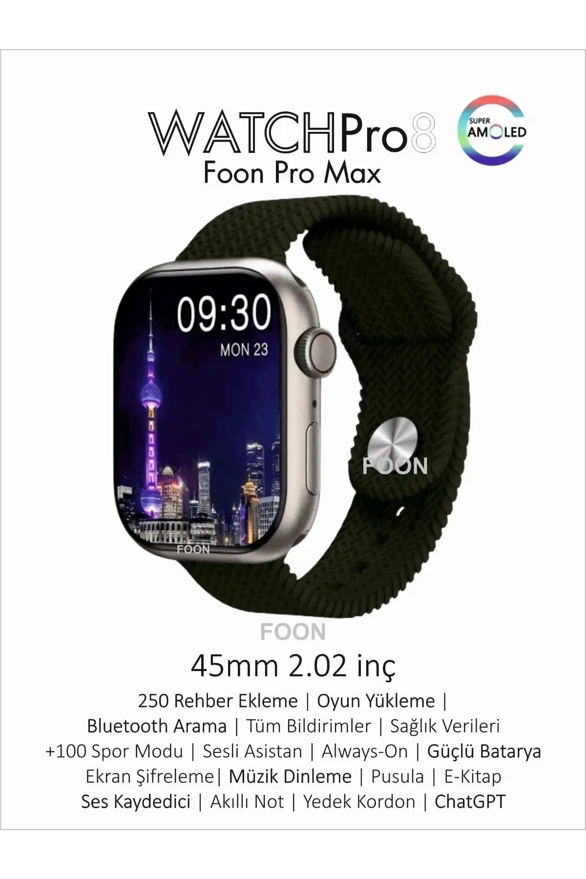 Foon Pro Max Akıllı Saat: Modern Tasarım ve Çok Fonksiyonlu Sağlık Takibi Cihazı